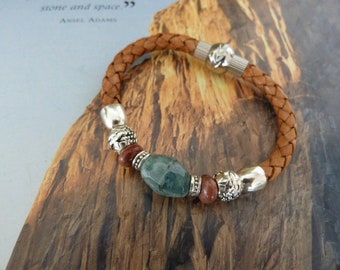 Southwest Navajo inspired beaded Leather bracelet