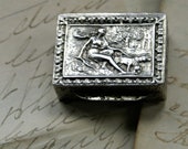 Antique Silver Snuff Box w Semi Nude Woman 2 Hunting Dogs Made in Italy