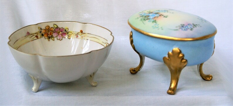 SALE Prussia Hand Painted Dresser Box Vintage Nippon Bowl /& E.S