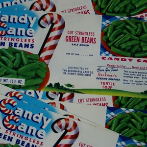 1973 Paper Label / Candy Cane Green Beans / The Beckman & Gast Co., St. Henry, Ohio