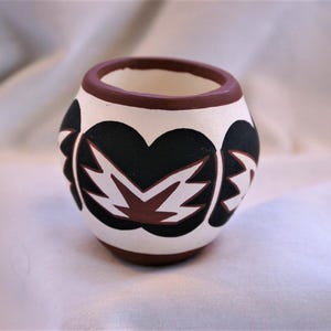 1990's Native American Indian Handmade Mini Pottery Pot / Signed on Bottom