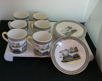 Vintage Eisenbahn Portland Keramik - Regal Works - COBRIDGE - Demitasse Mini Tasse/Untertasse