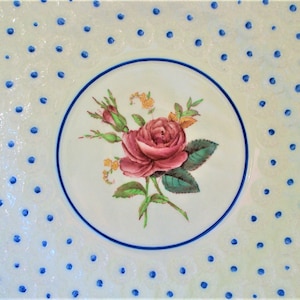 Vintage Copeland Spoda Billingsley Pose Dinner Plate w/Blue Polka  Dots