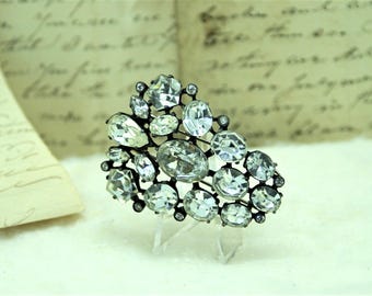 Clip de piel con diamantes de imitación de plata de ley/Eisenberg/Joyería decorativa de plata de ley/Vintage