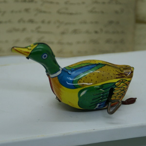 Duck Wind Up Toy/ Vintage Tin Toy / With Key / Works Great