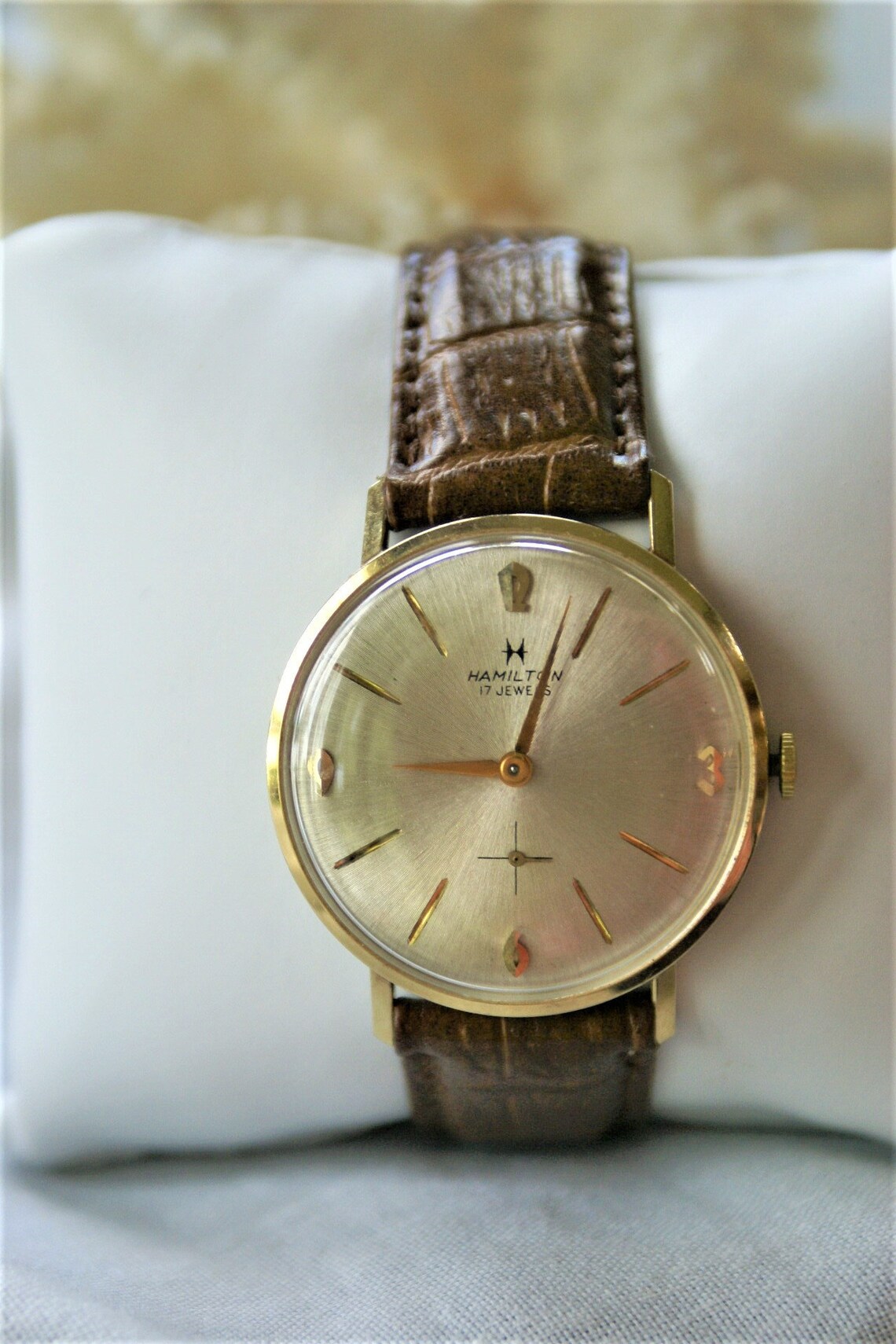 14Kt. Gold Hamilton Men's Wrist Watch Vintage w/Leather Etsy