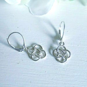 Sterling Silver Celtic Knot Leverback Earrings: Irish Jewelry