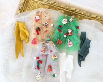 Conjunto de vestido navideño para muñecas blythe 1/6, Ob22, ob24, Licca.