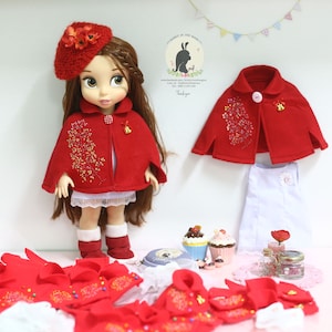 Red embroidery . Doll clothes for Disney animator doll 16&quot;