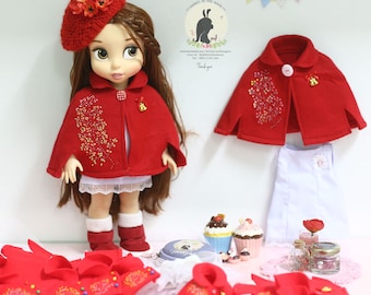 Red embroidery . Doll clothes for Disney animator doll 16"