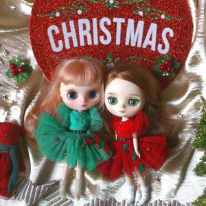 Christmas dresses.Doll clothes for Middie blythe.