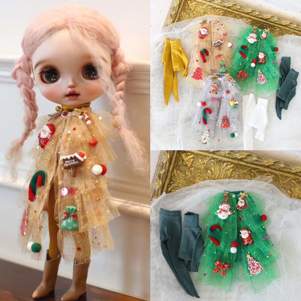 1/6ドールオフセット クリスマスアウトフィットセット ブライス ドール