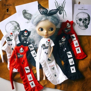 Free!! Hat.Gothic halloween dress. Fit for Neoblythe,Pullip,Licca dolls.