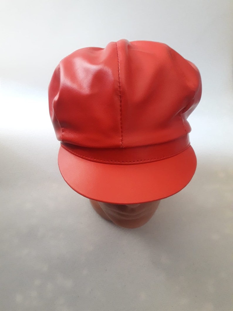 Red Leather Hat Cap Chef Hat Cooker Cap Soft Genuine Lambskin Etsy