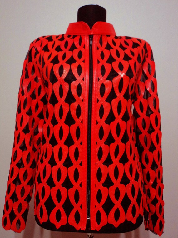 womens red leather jacket plus size