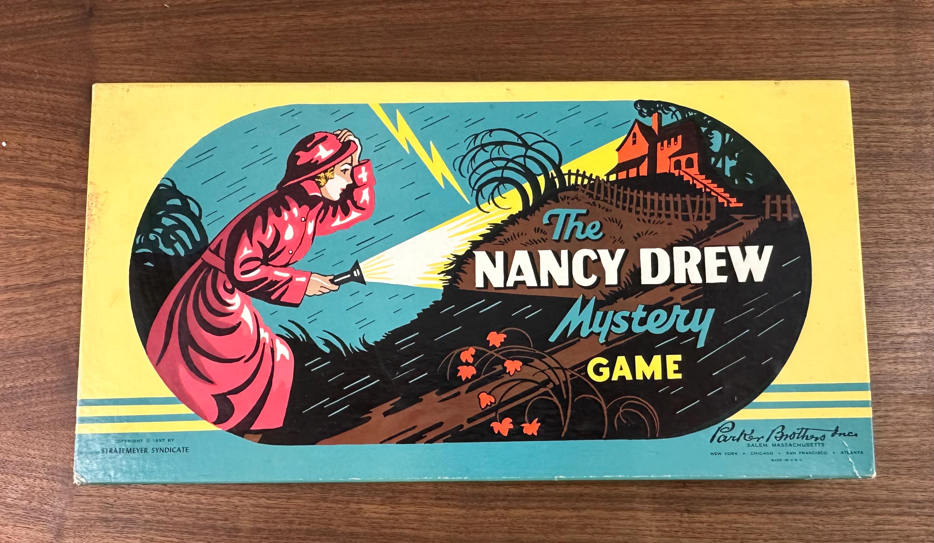 Vintage 1957 Nancy Drew Mystery Game: Parker Brothers Wooden Piece
