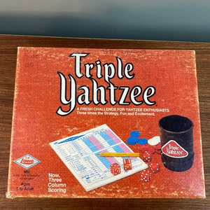 Vintage 1973 Triple Yahtzee Dice Game - Complete - with blank score sheets