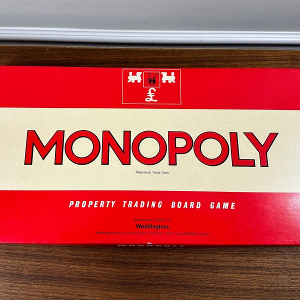 Vintage NOS (New Old Stock) 1972 British Edition of Monopoly by Waddingtons - Complete - Still Sealed in Plastic