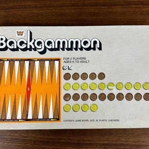 Vintage 1973 Whitman Backgammon Game Set - Complete w/ Brown and Off-White Checkers