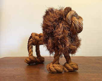 Vintage 1950s-60s Danish Braided Rope/Jute Small Lion by Jørgen Bloch Excellent Condition.