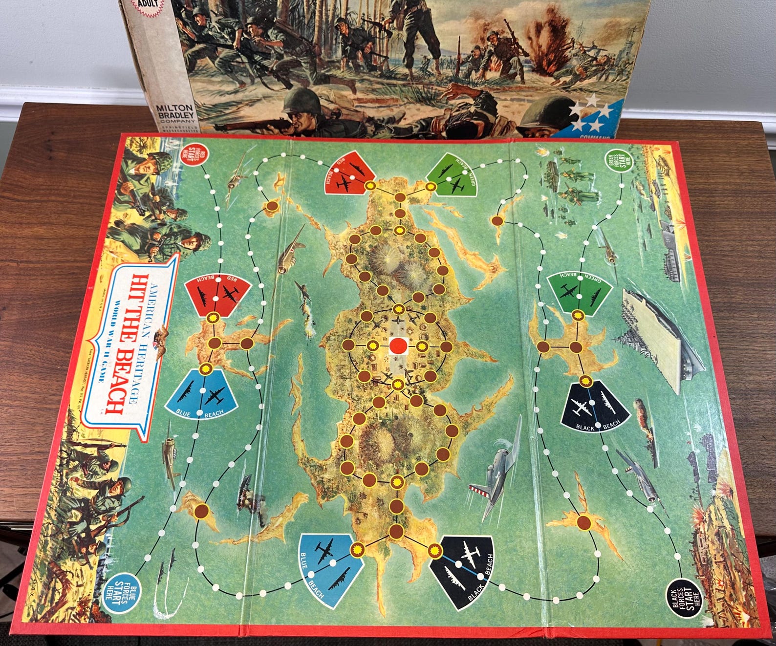 Vintage 1965 Hit the Beach WWII Board Game (missing Booklet & Red Plane ...