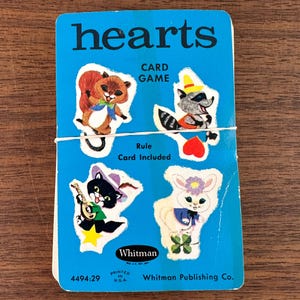 Vintage 1963 Hearts  Animal Card Game 4494 COMPLETE - Card have Blue Back