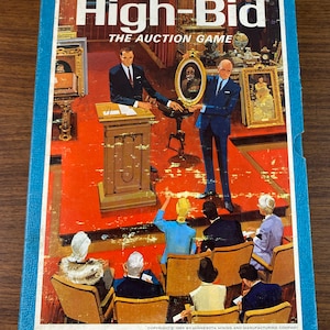 Vintage 1965 High-Bid - The Auction Game - 3M Bookshelf Game - Complete Cosmetic Issues
