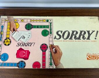 Vintage Sorry Parker Bros Board Game 1964 - Box Condition Issues