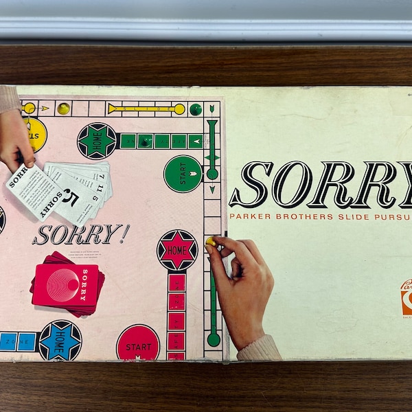 Vintage Sorry Parker Bros Board Game 1964 - Box Condition Issues
