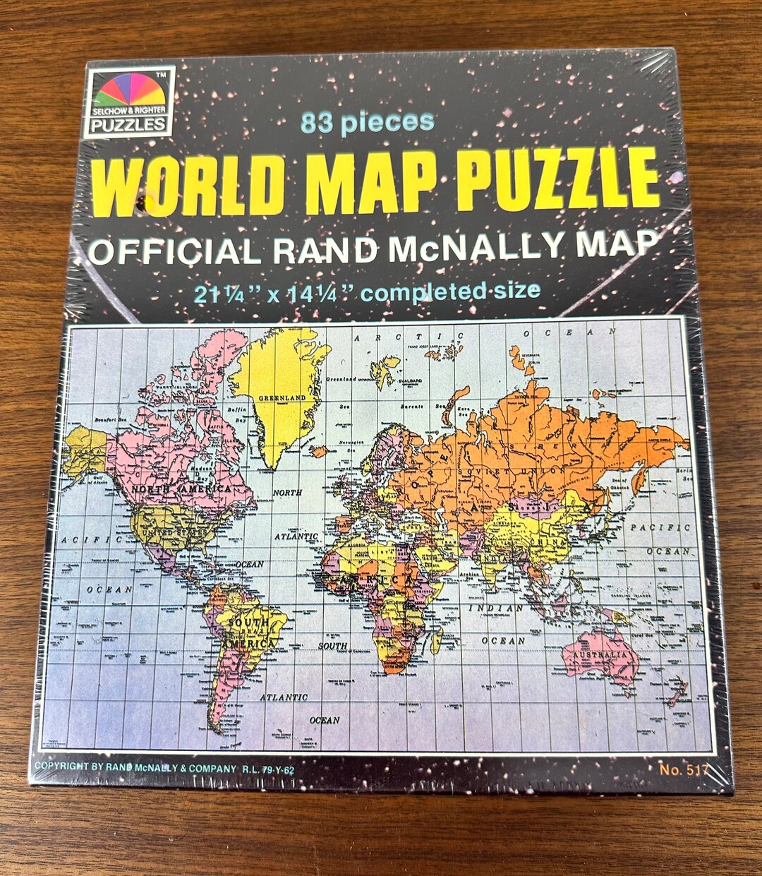 Vintage Rand Mcnally World Map Puzzle Still in Plastic Wrapper by