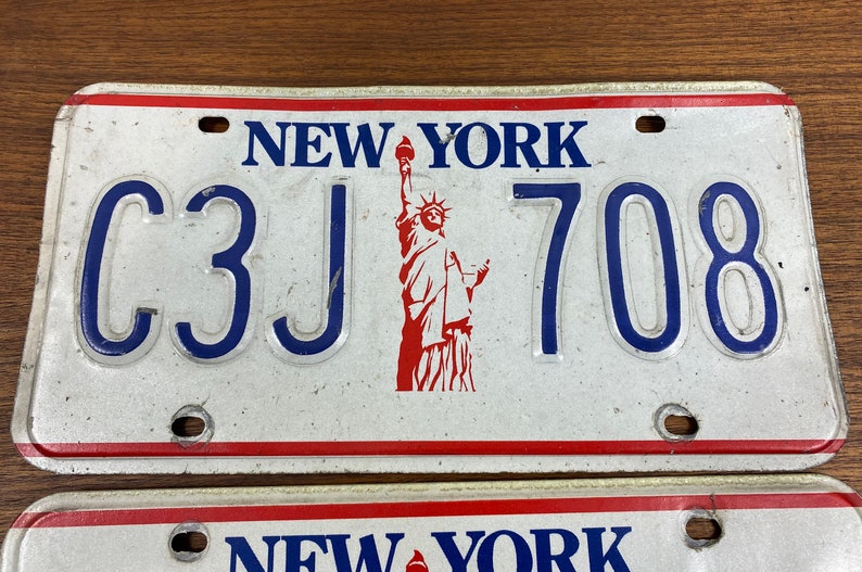 Vintage New York NY Statue of Liberty License Plate Set C3J Etsy