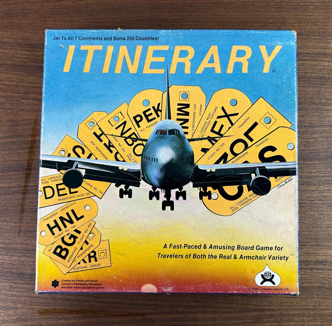 Vintage 1980 Itinerary - Plane Travel Game - Complete - Etsy