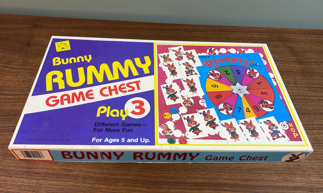 Vintage Tee Pee Toys Classic Bunny Rummy Spinner Board Game Complete Etsy