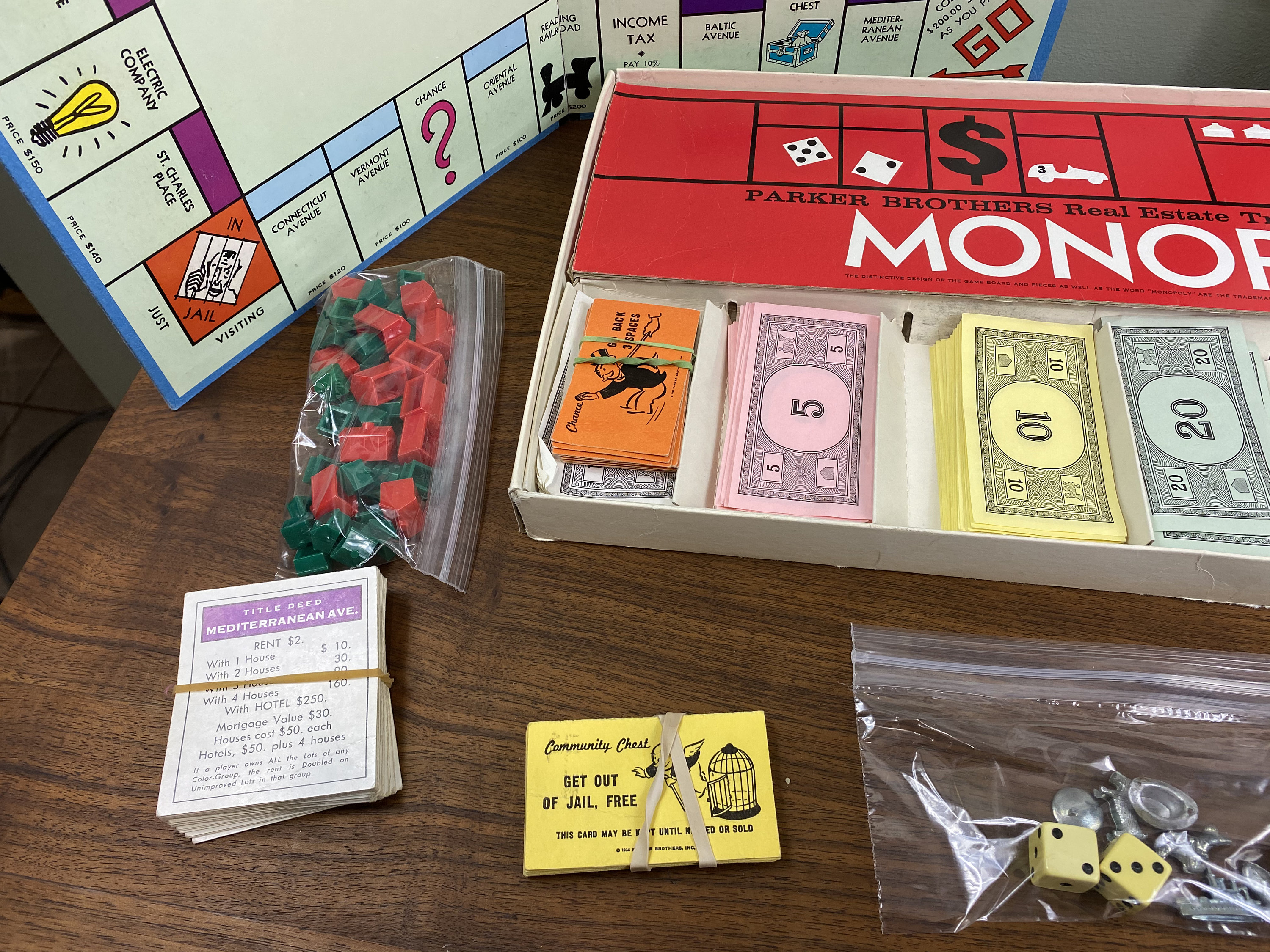 MIRO PARKER Classic Monopoly - Antique 6 Piece Complete Board Games RARE  N16