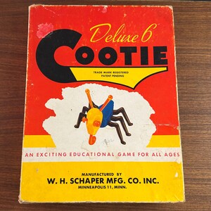 Vintage 1949 Deluxe 6 Cootie Game - Complete