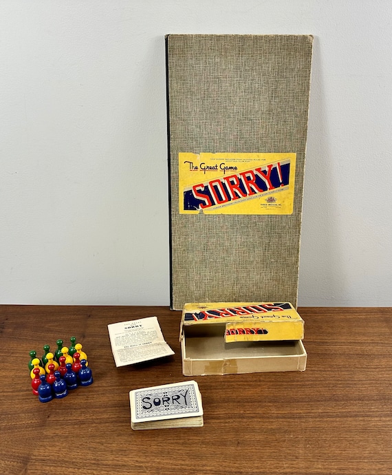 Vintage 1950 Sorry Parker Bros Board Game Complete - Small Box
