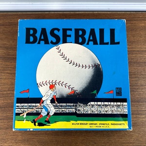 Vintage 1950s era Baseball game by Milton Bradley - Excellent Condition with bat and 8 small marbles
