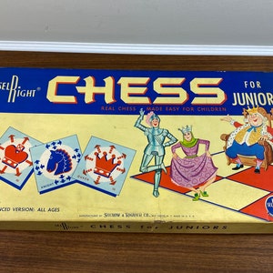 Vintage 1963 Chess for Juniors by Selchow and Righter - Complete with additional set of Plastic Chess Pieces