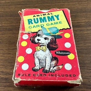 Vintage 1950s  Animal Rummy Card Games by Whitman - Complete - Box  Condition Issues
