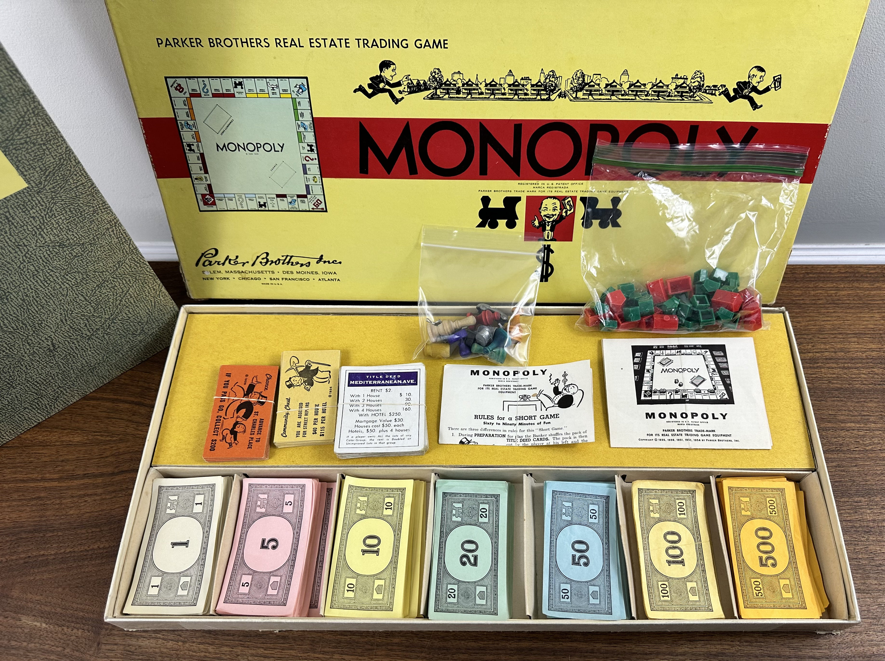 Vintage 1954 Monopoly Game by Parker Brothers: Yellow Box Edition