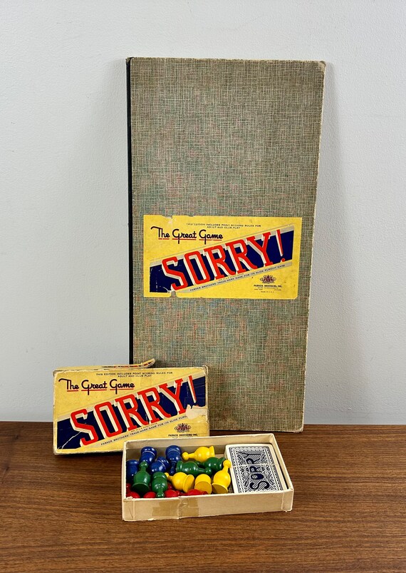 Vintage 1950 Sorry Parker Bros Board Game Complete - Small Box