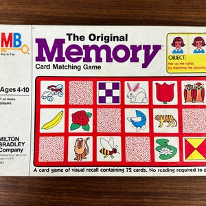 Vintage 1980 Milton Bradley Memory Game - 33/36 pairs