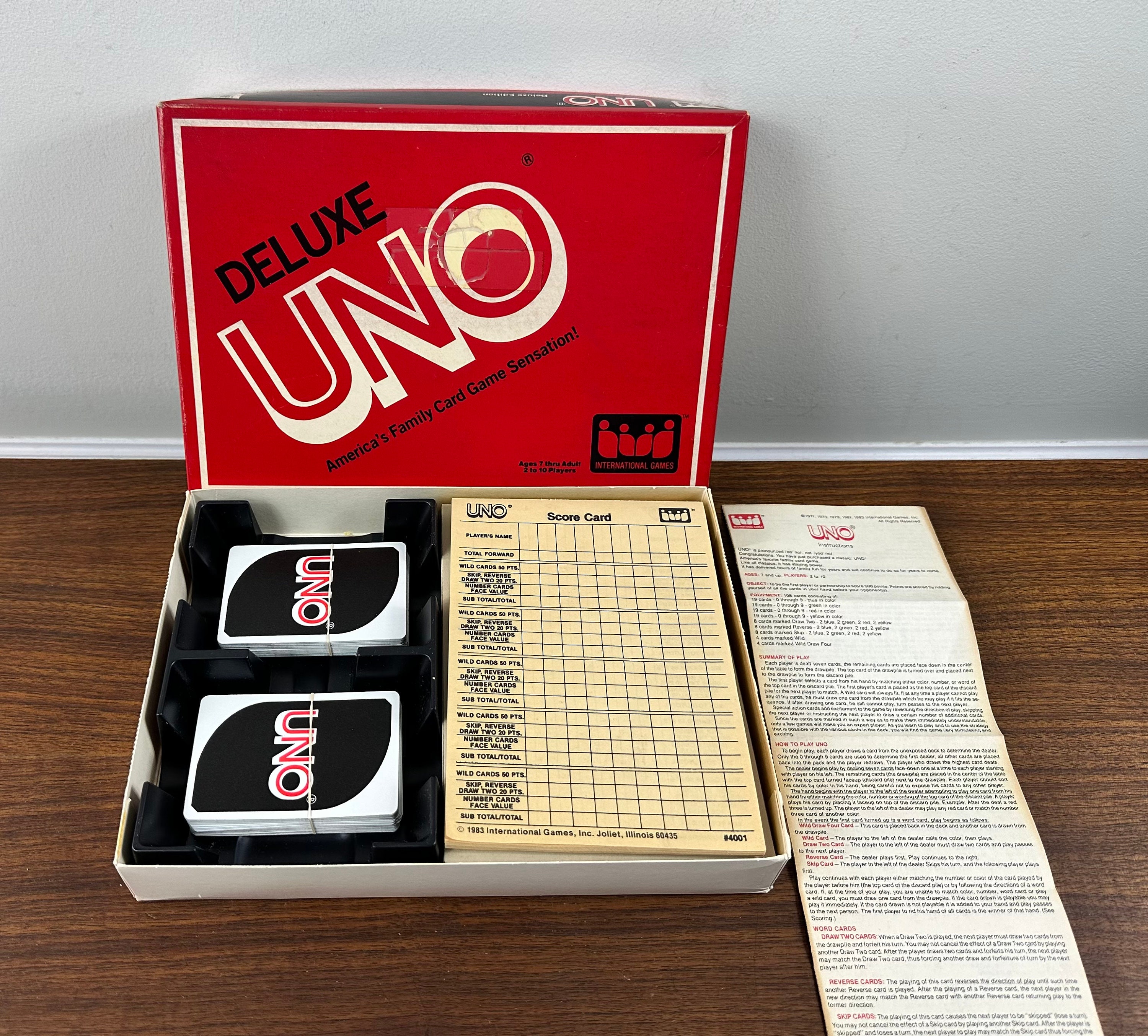 Vintage 1978 Deluxe Uno Game - Complete With Double Plastic Holder