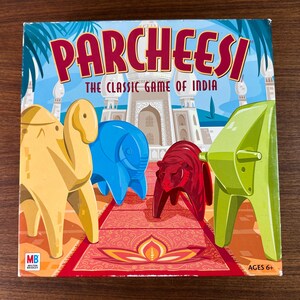 Vintage 2001 Parcheesi Board Game: Classic Game of India, Animal Pawns
