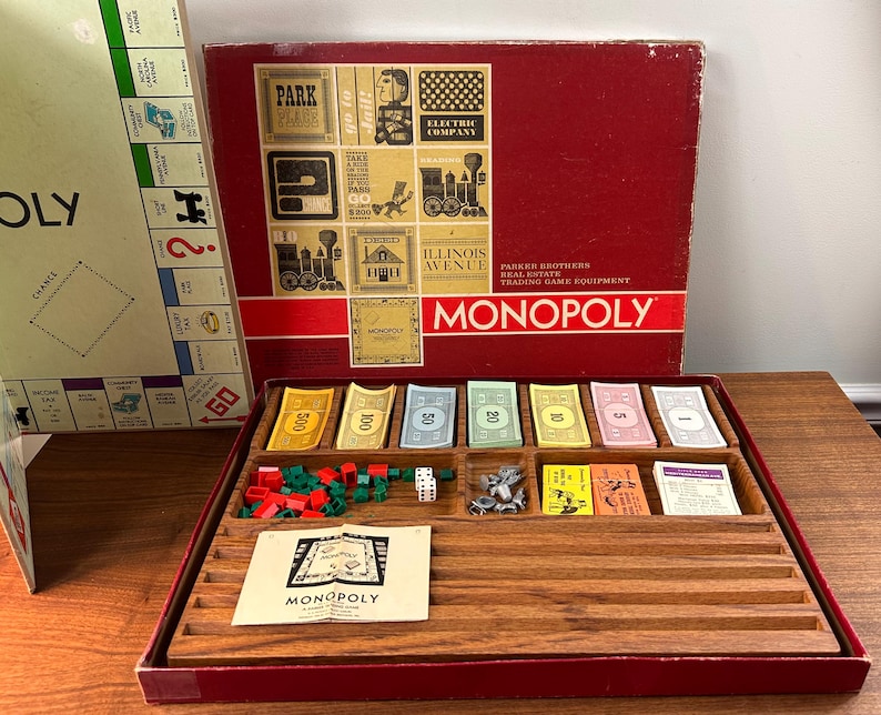 Iconic Monopoly Vintage 1964 Monopoly Game by Parker Brothers - Red Oversize Box ...