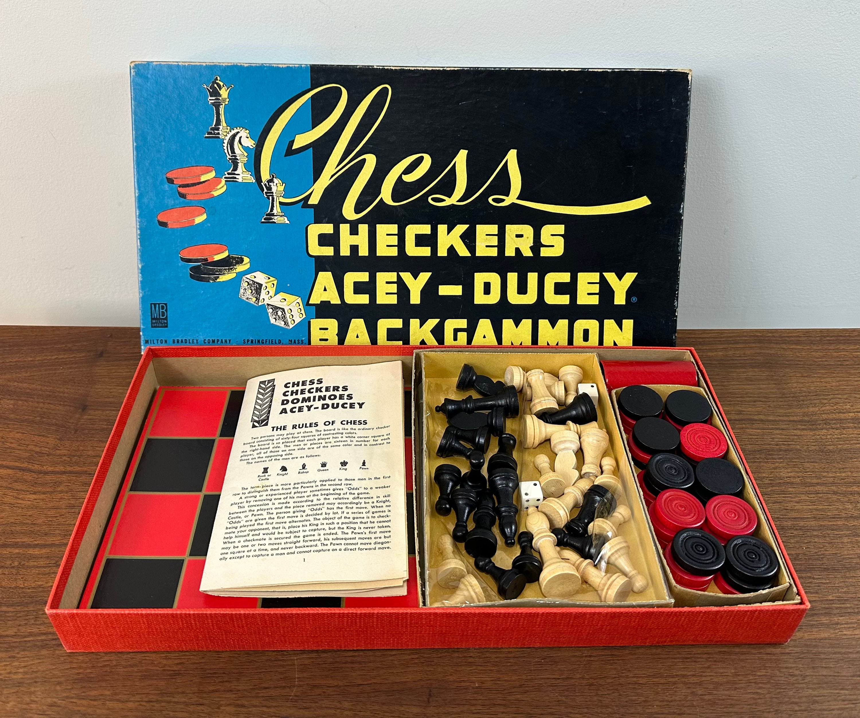 Vintage 1946 Milton Bradley Chess Checkers Acey-duecy and - Etsy