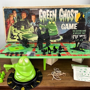 Vintage 1965 Green Ghost Board Game - Original edition by Transogram - Complete - Still Glows