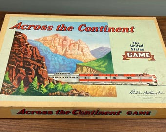Vintage 1952 Across the Continent Board Game: Parker Brothers, Tootsie Toy Pieces