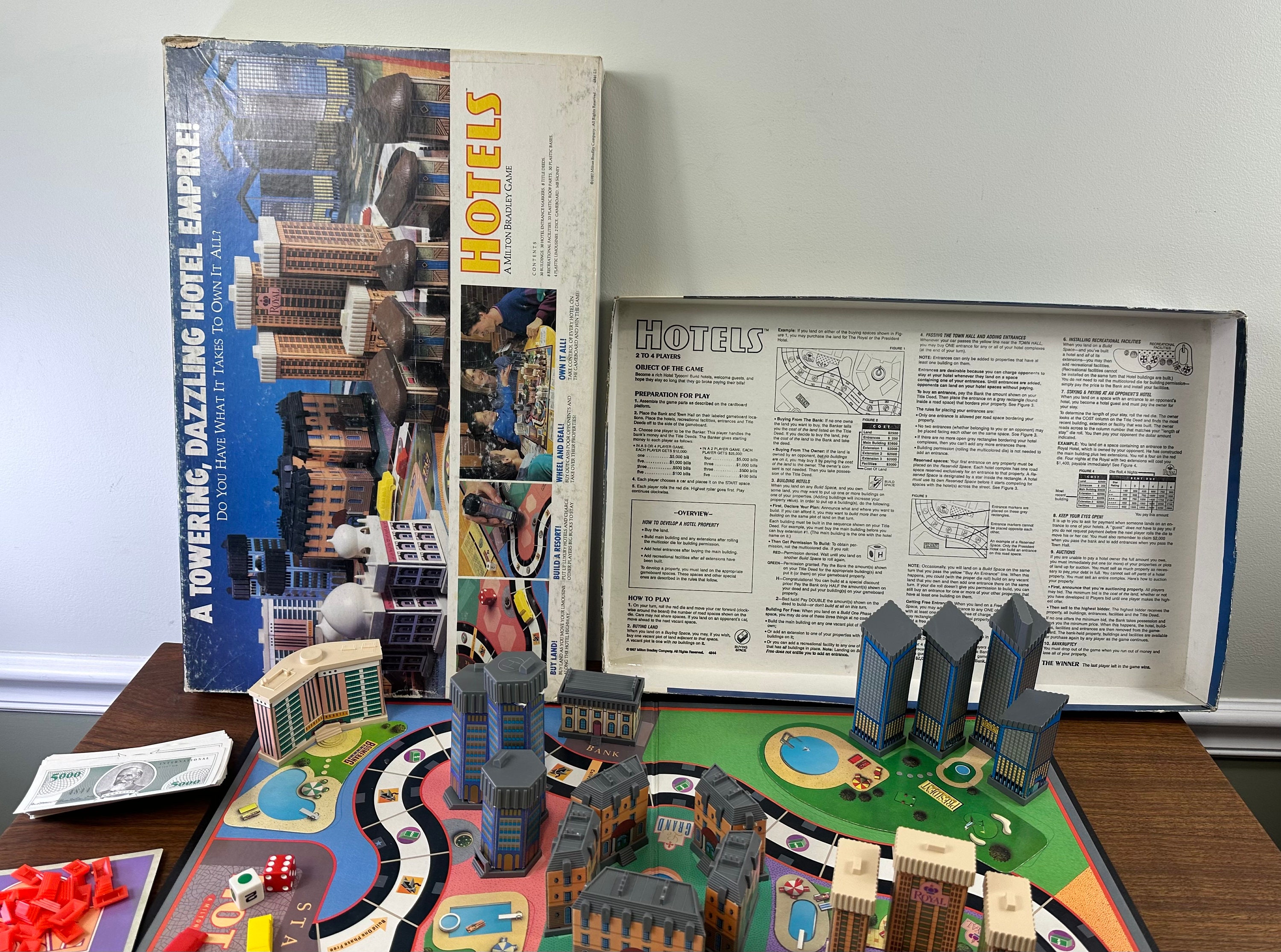 Vintage 1987 Hotels Board Game by Milton Bradley Game Complete but No  Insert Pretty Good Condition 