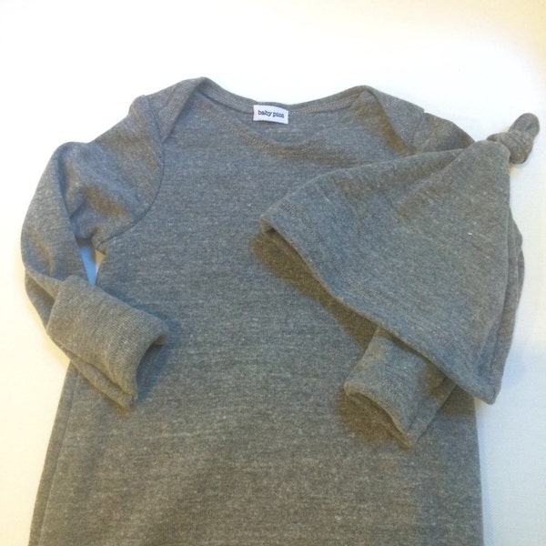 Baby Gown for Baby Boy or Take Home Outfit in grey jersey
